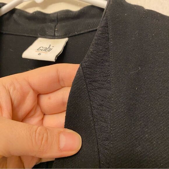 CAbi 3026 Turner Black Ponte knit Collarless one button Blazer jacket Size 6 - Picture 12 of 13